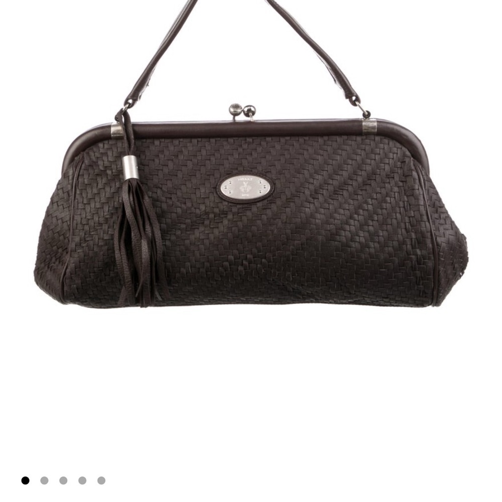 Bally Brown and Silver Clutch with Metal Frame Closure